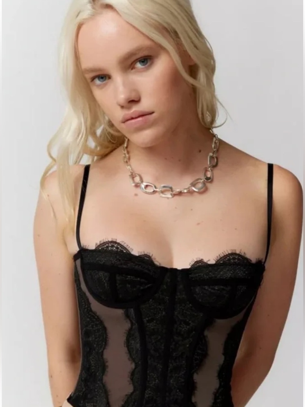 Urban Outfitters NWT Out from Under Modern Love Black Sheer Corset XS